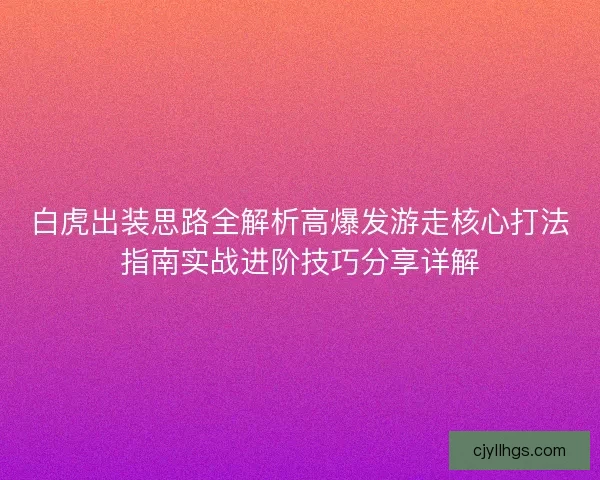 白虎出装思路全解析高爆发游走核心打法指南实战进阶技巧分享详解