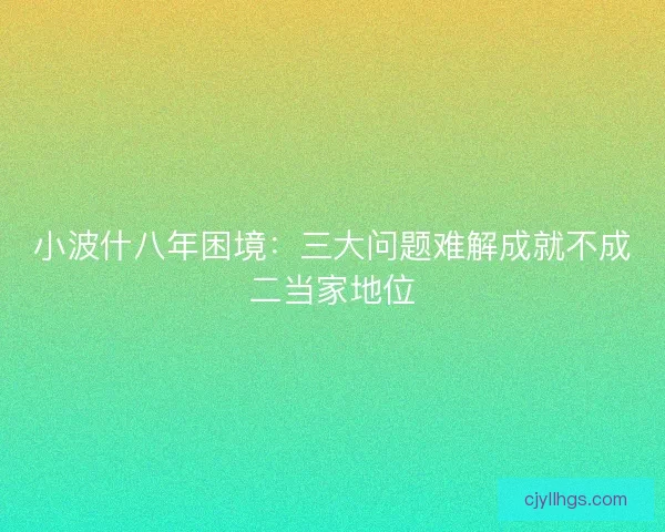 小波什八年困境：三大问题难解成就不成二当家地位